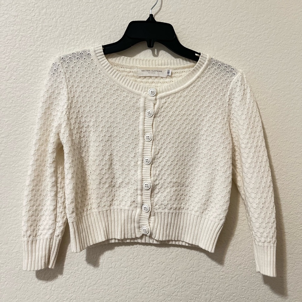 Cozy White Knit Button-Up Cardigan Sweater